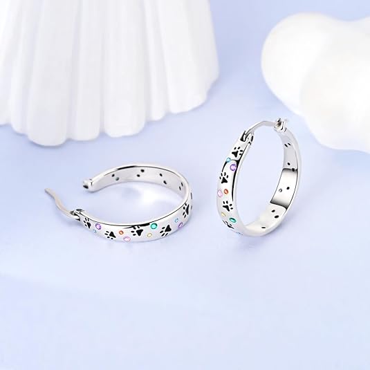 925 Sterling Silver Hoop Earrings for Women Hypoallergenic Lightweight Simple Huggie Hoop Earrings Twisted Hoop Earrings Colorful Cubic Zirconia Hoop Earrings Rainbow Hoop Earrings
